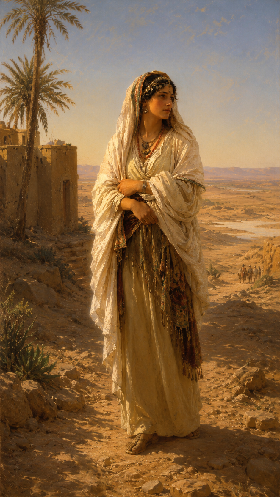 Ruth standing in the fields near Bethlehem