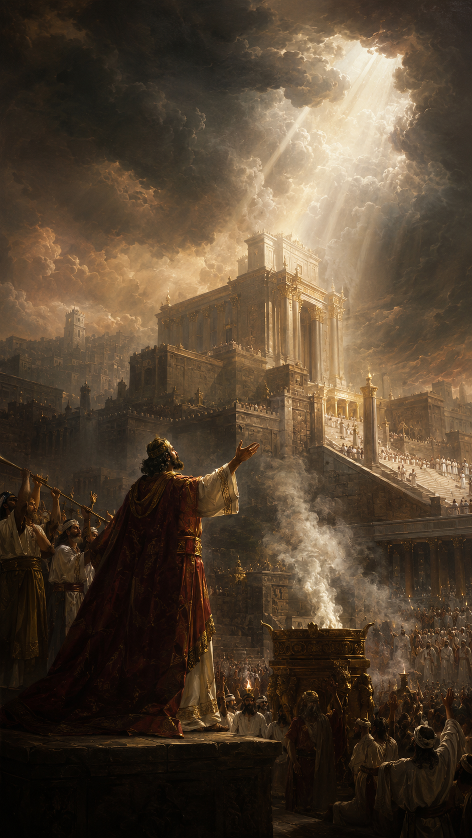 Solomon dedicating the temple in Jerusalem