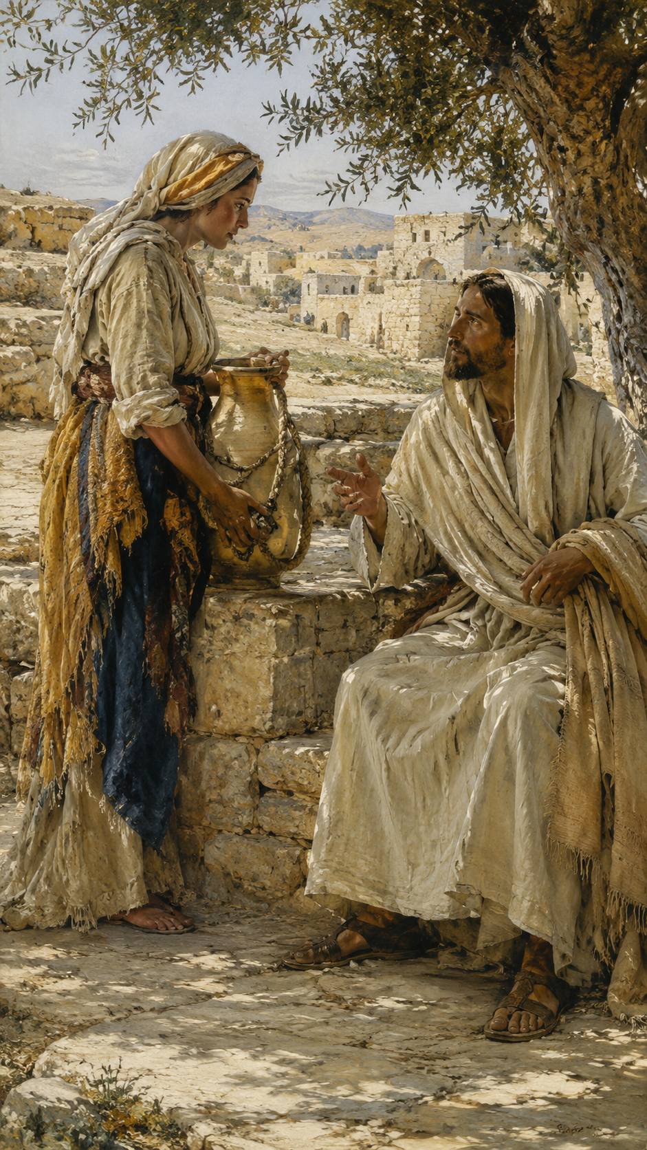 Jesus speaking with the woman at the well